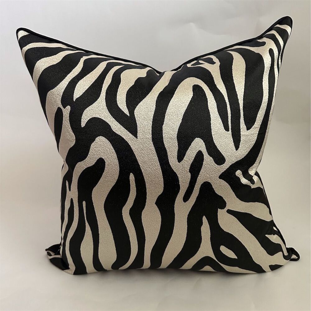 Oversized Zebra Print Velvet Throw Pillow Cover 24x24